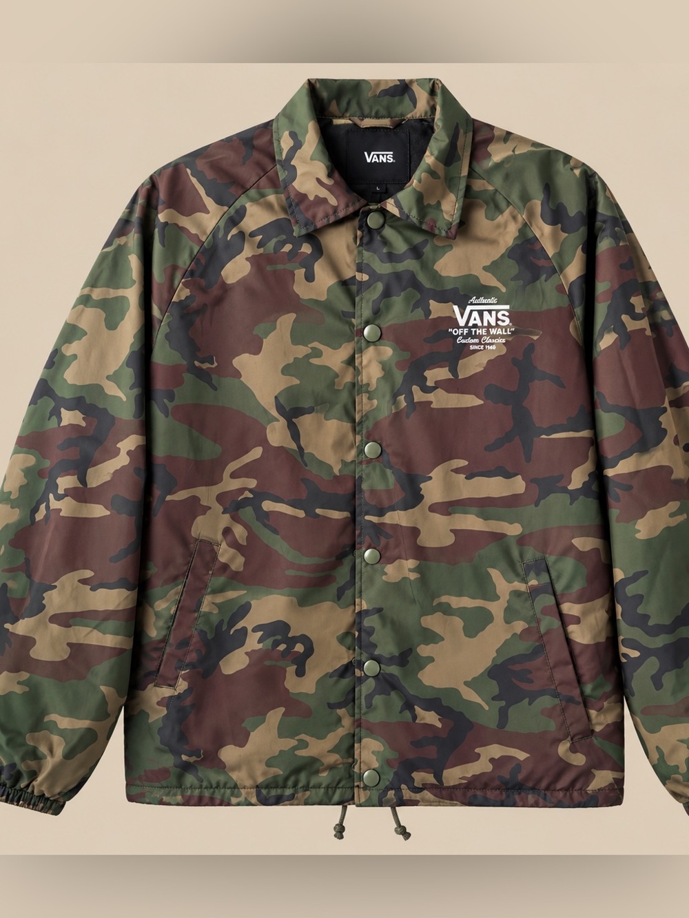 Vans Camo Snap Front Lined Lightweight Jacket M